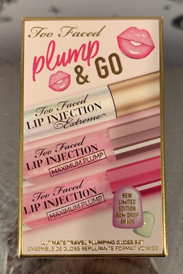 Too Faced Plump & Go Ultimate Travel Plumping Gloss 3 pc Set Limited 2023 NIB