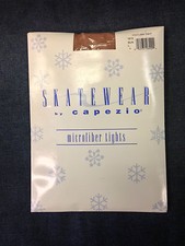 Capezio 1813C Girls Size Large 12-14 Suntan Microfiber Footless Skating Tights