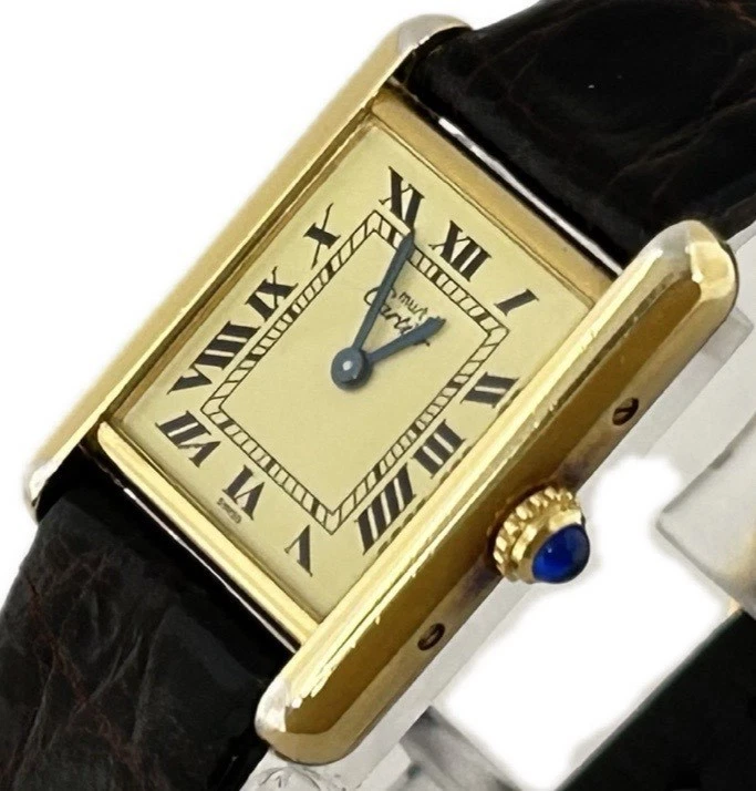 Reloj Cartier Must Tank W1003153 SM Crema 20mm Cuarzo Mujer Excelente A4770 Foto 4 de 4