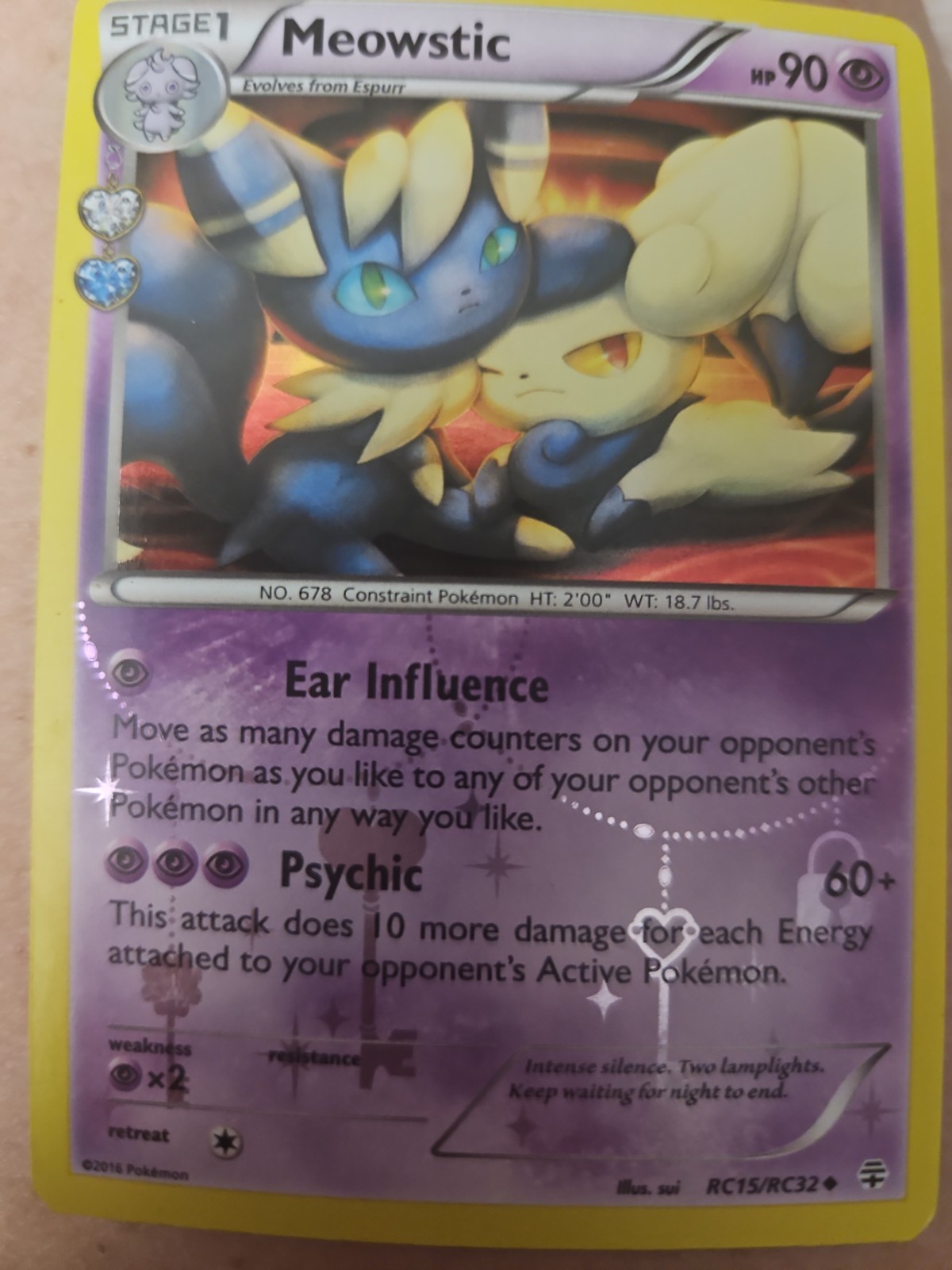 Meowstic Pokemon Card 2016 Rc15/rc32