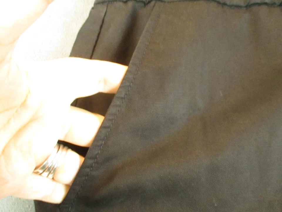 Pantalones Cortos Eileen Fisher Mujer 10 Negros Tencel Mezcla de Lino Bermudas Cintura Elástica Foto 3 de 4