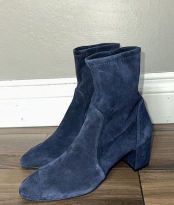 STUART WEITZMAN Margot 75 Bootie  Midnight Navy Suede BLOCK SOCK Size - 7