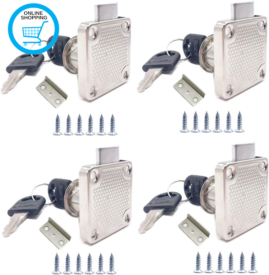 4 Sets Security Drawer Locks - Zinc Alloy Cam Lock for Mailbox, Drawer, Cupboard