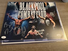 Blackpool Combat Club Signed 11x14 Jsa  Aew Bryan Danielson Jon Moxley W Yuta