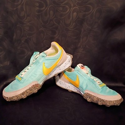 NEW Nike Waffle Racer Crater  Shoes Bleached Aqua Speed6.5 Yellow CT1983-400 New
