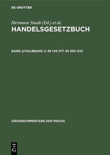 §§ 145-177. §§ 335-342 (Hardback) Großkommentare Der Praxis