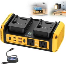 350W Pure Sine Wave Power Inverter Compatible with Dewalt 20V Battery