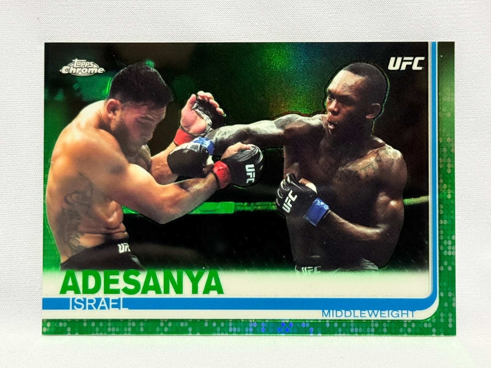2019 Topps UFC Chrome Israel Adesanya Chrome Debut #57 GREEN Refractor 89/99