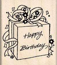 Happy Birthday/Gift Rubber Stamp