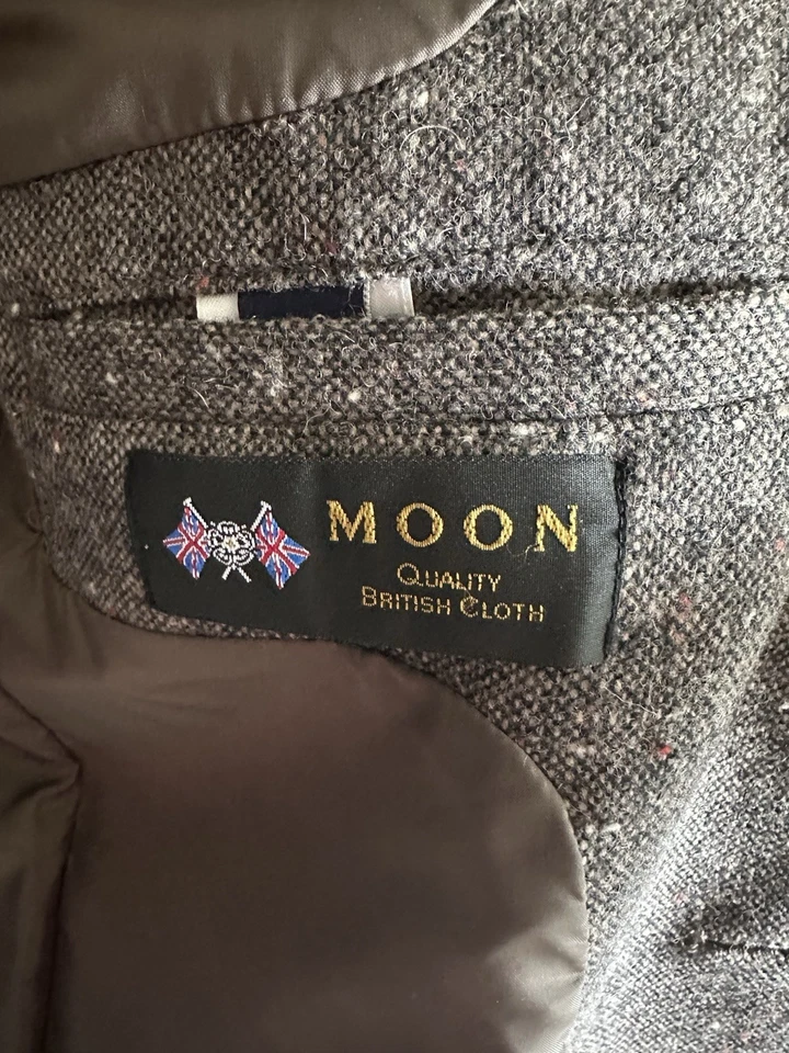 Men’s Lands End Canvas 100% Wool Donegal Brown peak lapel Tweed Overcoat 38 reg - Image 4 of 4