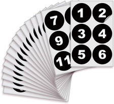 Black Consecutive Number Stickers, 1 to 100, 3 Inch, 1 Set