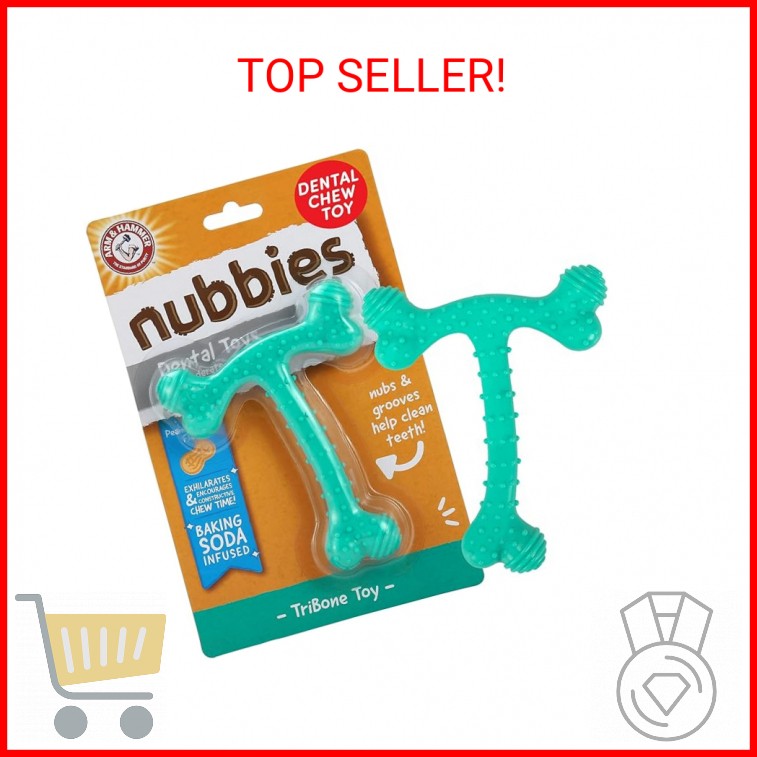 Arm & Hammer Nubbies T-Bone Dental Dog Chew Toys, Peanut But