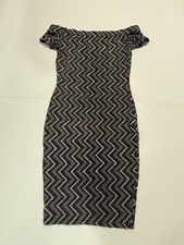 Windsor Black Grey & Gold Zigzag Midi Dress