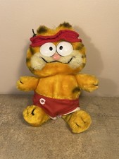 Vintage Garfield Plush with Red Exercise Shorts and Headband by Rakin 1981