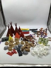 Vintage Plastic Western Indians Teepees Canoes Boulders Asstd Totem Pole Lot 11