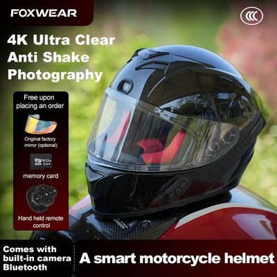FOXWEAR M23 4k Motorcycle Al voice smart helmet lntegrated camera and Bluetooth