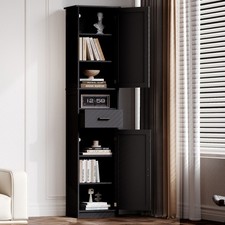 69" Tall Bathroom Storage Cabinet with 2 Barn Doors and 1 Drawer
