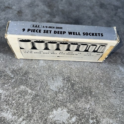 Kmart 7 Piece 3/8" Drive Deep Well S.A.E. Socket Set with Case Japan- READ - Bild 10 von 10