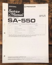 Pioneer SA-550 Amplifier Additional Service Manual Original 