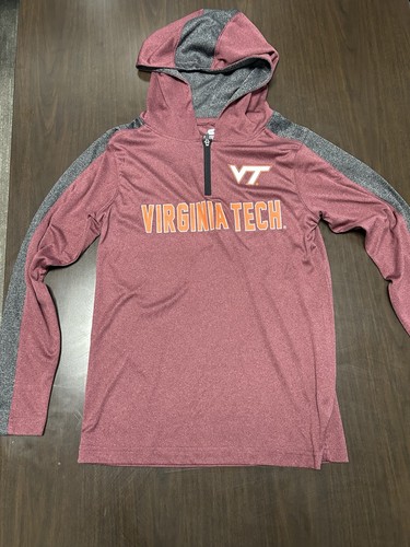 Colosseum Virginia Tech VT Boys Youth M 12-14 Maroon/Gray 1/4 Zip Hoodie