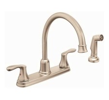 Cornerstone High Arc 2-Handle Kitchen Faucet and Side Spray in Classic Stainless