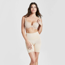 ASSETS by SPANX Women's Remarkable Results Mid-Thigh Shaper - Light Beige M: Max