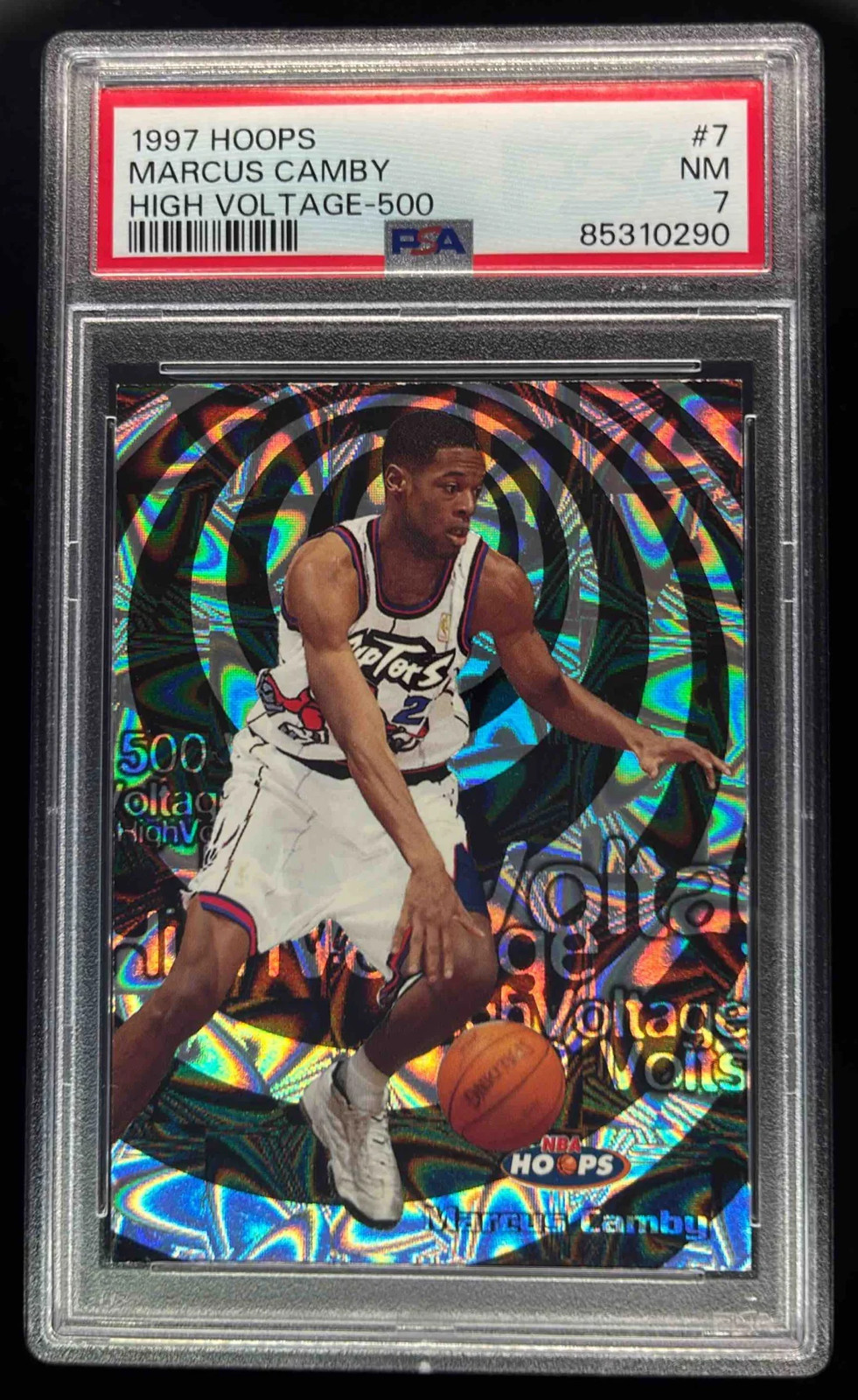 1997-98 Hoops High Voltage 500 Volts #7 HV Marcus Camby /500 PSA 7