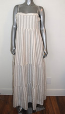 LULUS STRIPED LONG SUMMER DRESS - BEIGE (see description for measurements)
