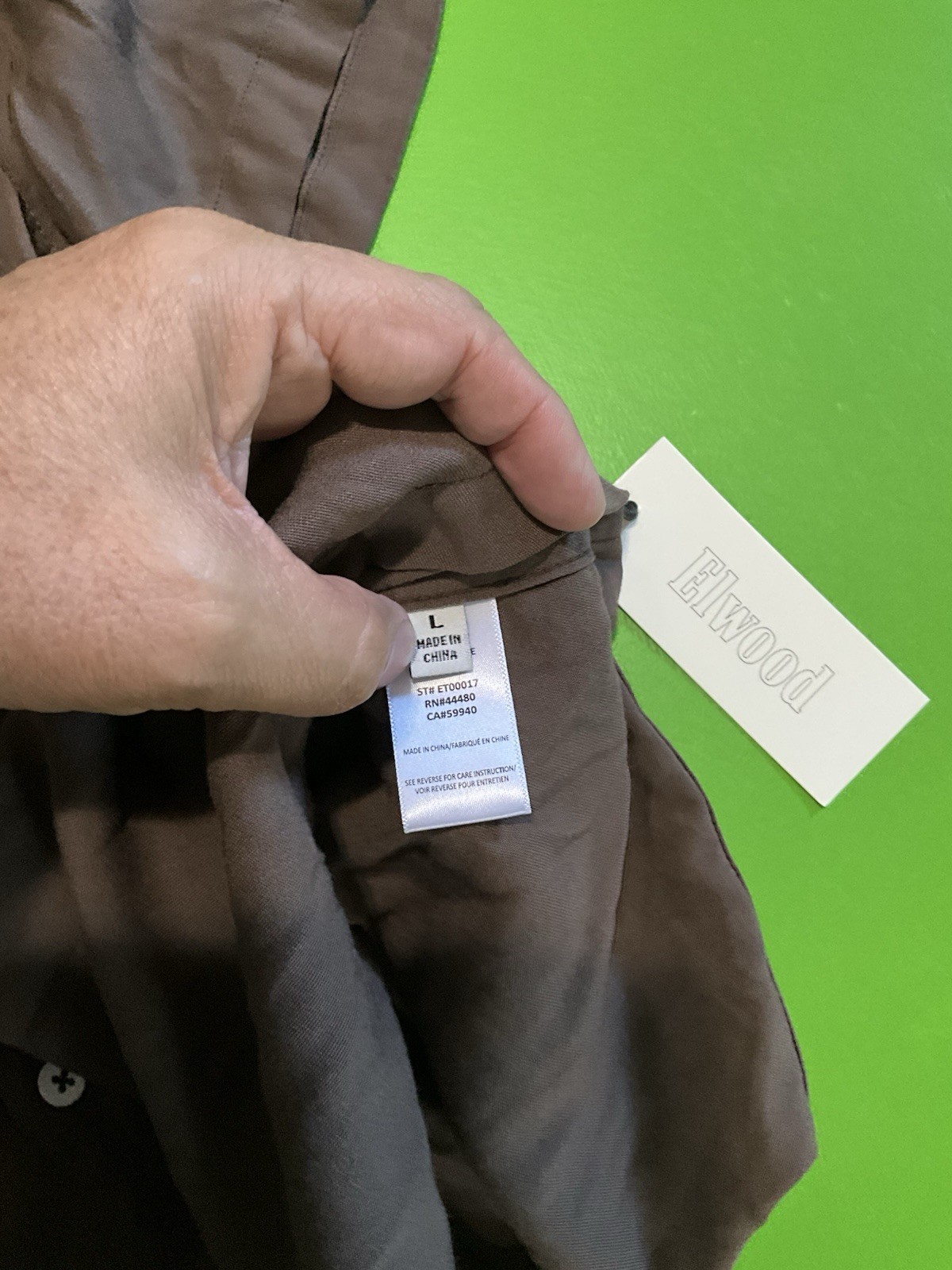 Elwood Mens Camp Shirt Short Sleeve Button Up  Brown Size L Nwt