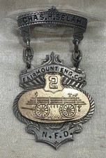 Antique 1800's Braxmar Company Fairmont Engine Co Fire Department Badge