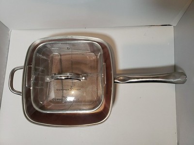 Copper Chef 11  Square Deep Dish Pan w/ Lid & Fry Basket And Panini Press Lid
