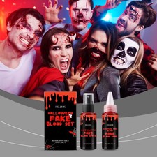 Halloween Fake Blood Makeup Set, Realistic Artificial Blood Spray  Drop For Wou