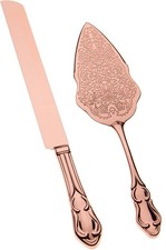Cake Knife Server Set Rose Gold Cutting Sets for Wedding Anniversary Vintage