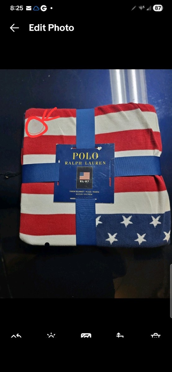 Polo Ralph Lauren RL Flag Cotton Throw Blanket 50