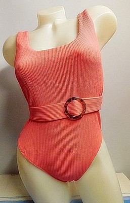 Primark Badeanzug Gr. 38 Rot Koralle komplett gefüttert Struktur Damen