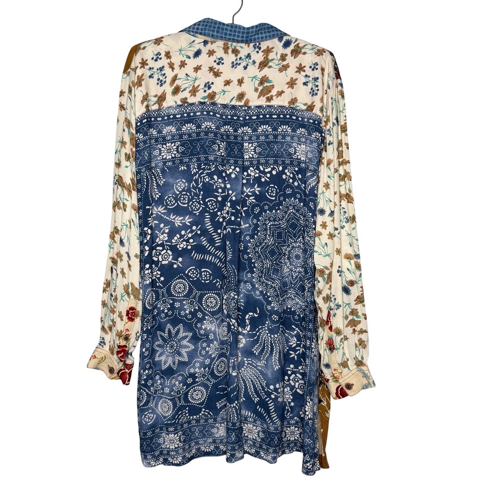JOHN MARK XL Patchwork Floral Boho Button Up Shir… - image 2