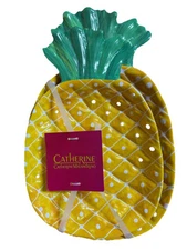 Catherine Malandrino Pineapple Melamine Set 2 New