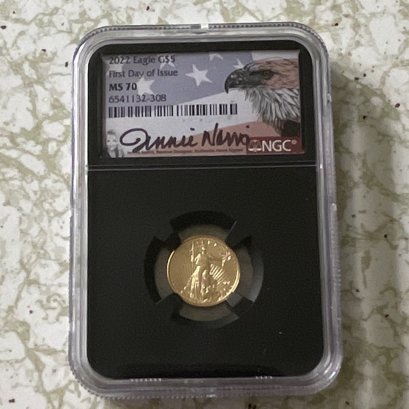 U.S. Mint 2022 1/10 oz Gold American Eagle NGC MS70 First Day of Issue Norris