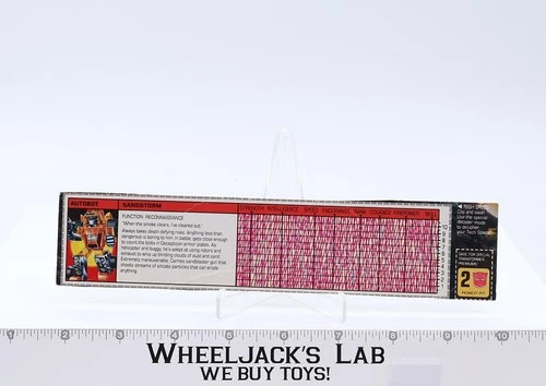 Sandstorm Action Figure Tech Specs 1986 Vintage Hasbro G1 Transformers