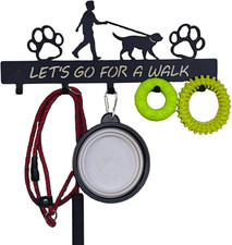 Dog Leash Holder Wall Mount, Dog Supply Organizer with 5 Hooks, Metal Key Hooks