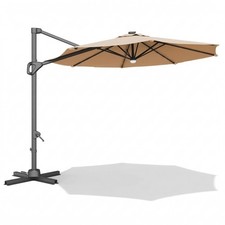 10 ft Wind Resistant Beach Parasol with Tilt Crank, UV Blocking for Yard Shade