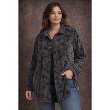 Woman Paisley Button Down Shirt 2X Vintage Boho Cotton Top