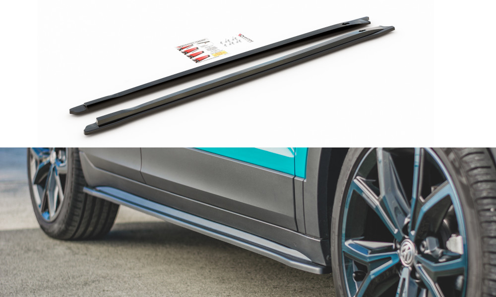 Rajouts de bas de caisse Maxton pour T-Cross noir brillant en plastique ABS