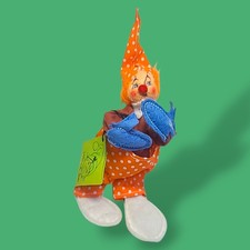 Annalee Clown 1981 Felt Doll 7 Orange Polka D...