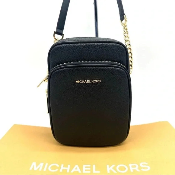 КОЖАНАЯ СУМКА MICHAEL KORS MEDIUM NS НА ЦЕПОЧКЕ XBODY - ЧЕРНЫЙЗОЛОТОЙ 37590₽