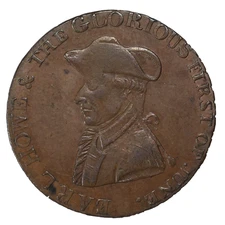 1795 Hampshire Emsworth Admiral Earl Howe Halfpenny Conder Token 1/2p D&H-21