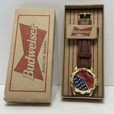 Target 90’s Vintage Budweiser Leather Strap Watch NOT WORKING - FOR PARTS ONLY