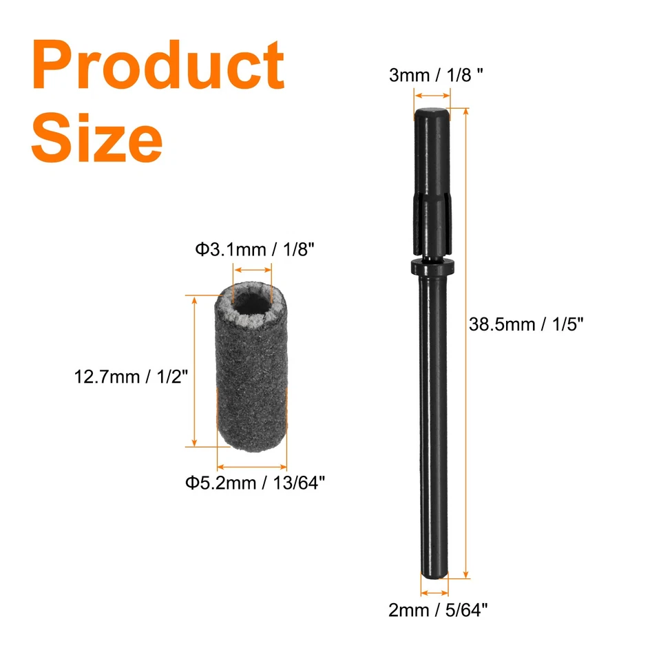 100 Stück 240 # Körnung Schleifband für Nagelbohrer mit 3 mm (1/8") Dorn, schwarz - Bild 2 von 4