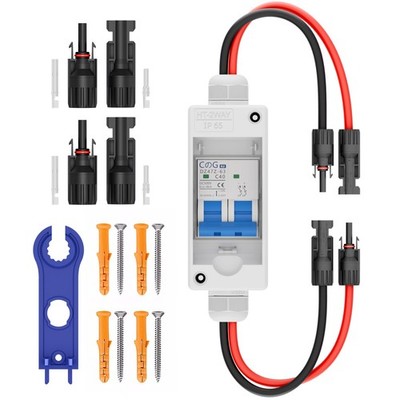 Solar Panel Disconnect Switch, 40 Amp DC 500V Breaker Box PV Disconnect Switc...