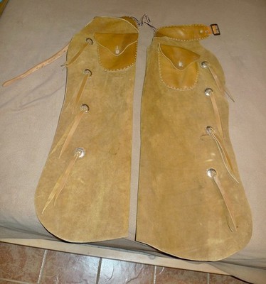 Bat Wing Leather Chaps with Pockets Up to 40'' waist, Made in Mexico